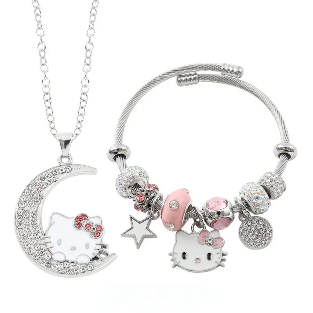 Hello Kitty Moon & Charm Bracelet Jewelry Set – Sparkly Kawaii Style